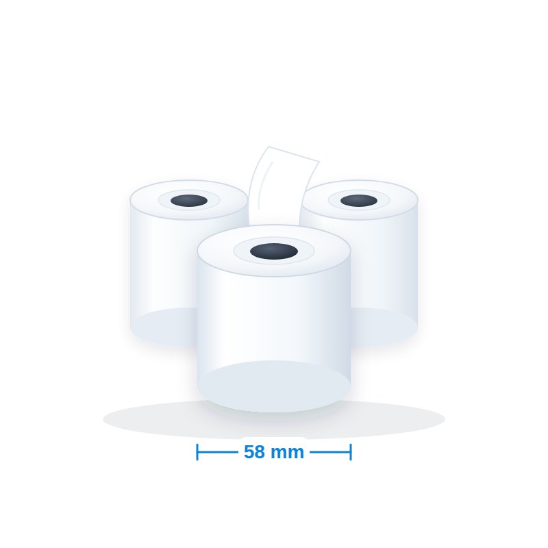 Rollos de papel térmico 58 mm — paquete de 50 para máquina MT Series