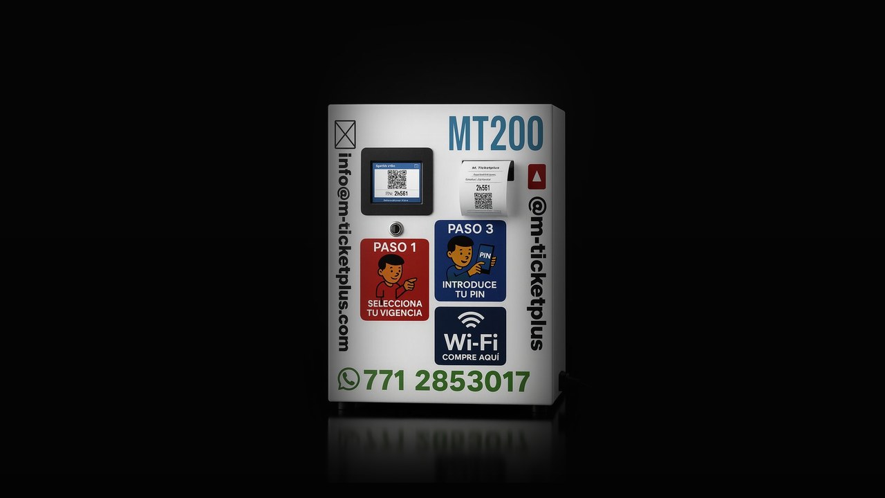 Caja MT200 de MT Series entregando el ticket con la clave de acceso
